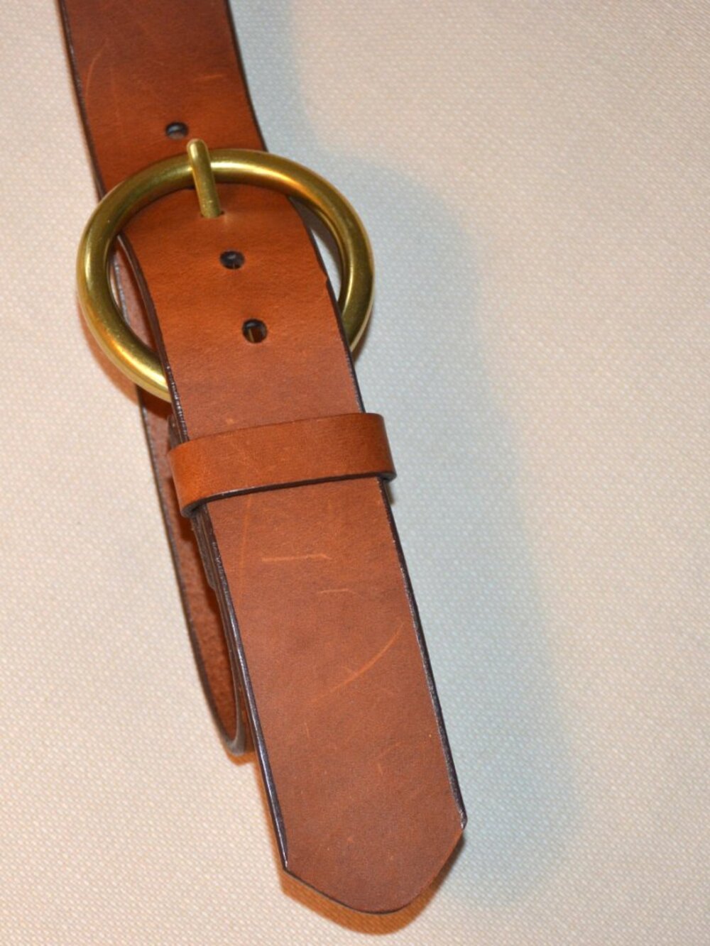 Vintage Brave 1992 Leather Big Round Ring Buckle Belt BOHO HIPPIE LARGE